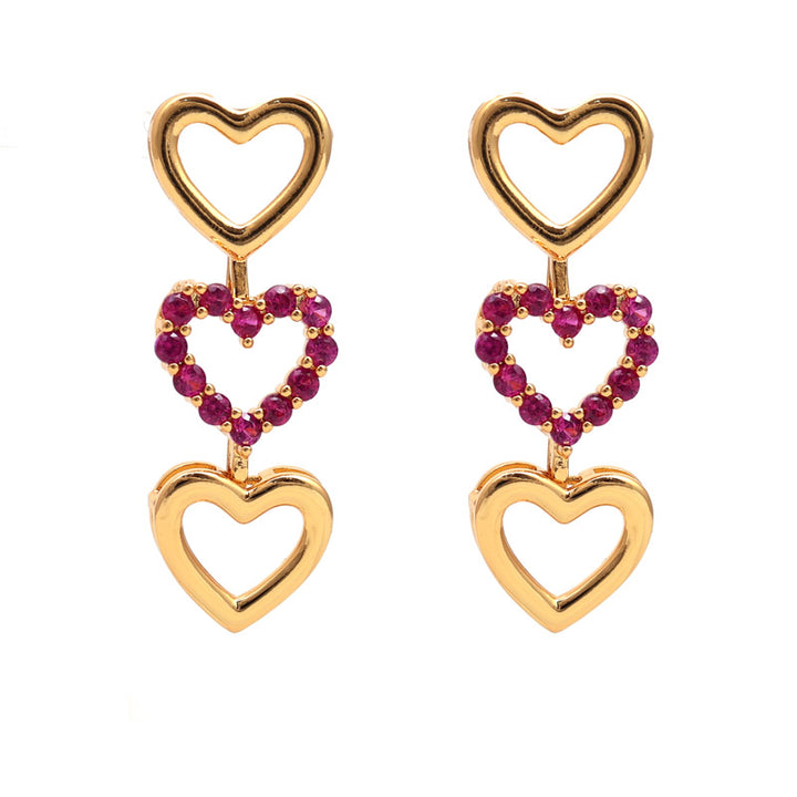 SANSI MAYO Heartfelt Ruby Drop Earrings