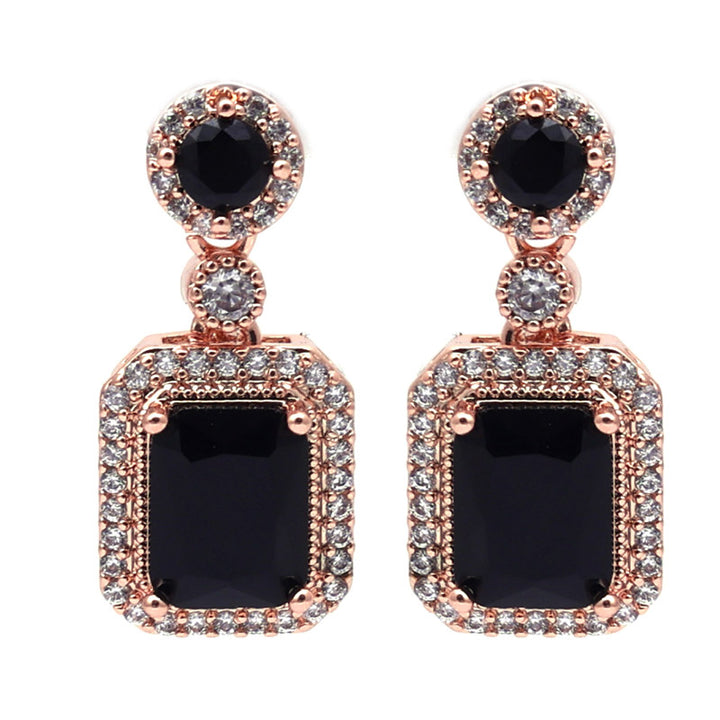 SANSI MAYO Noir Elegance Huggie Drop Earrings