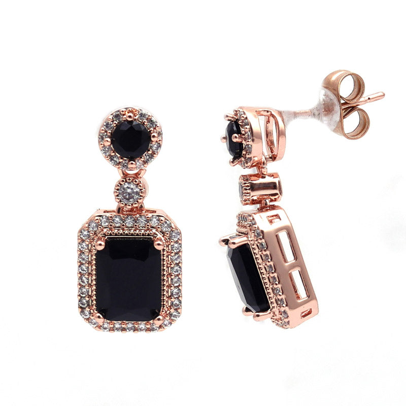 SANSI MAYO Noir Elegance Huggie Drop Earrings