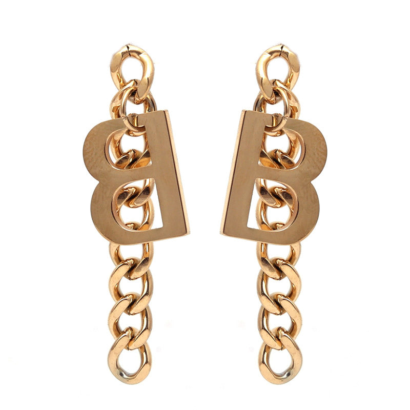 SANSI MAYO Golden Chain Huggie Drop Earrings