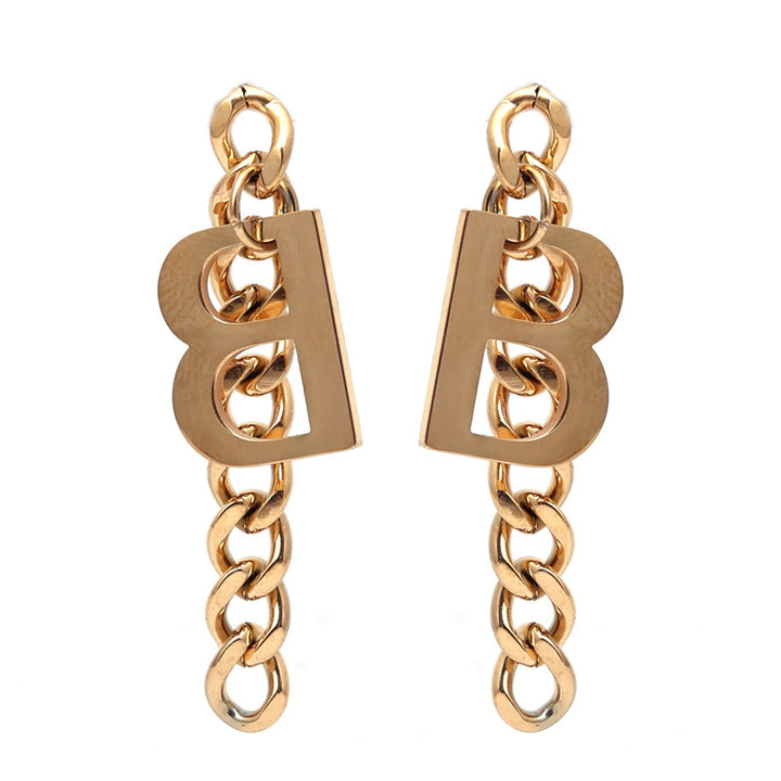 SANSI MAYO Golden Chain Huggie Drop Earrings