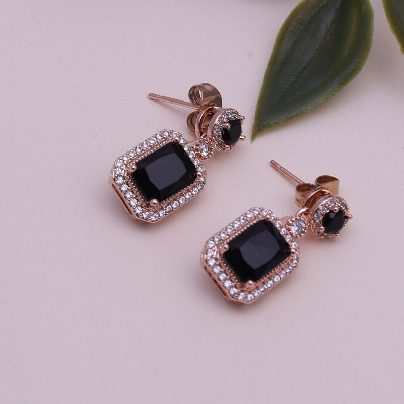 SANSI MAYO Noir Elegance Huggie Drop Earrings