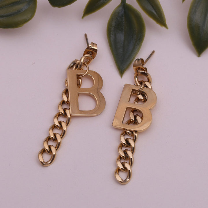 SANSI MAYO Golden Chain Huggie Drop Earrings