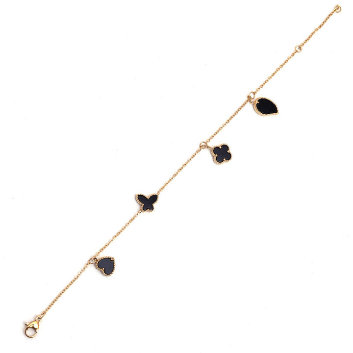 Sansi Mayo Gold Bracelets with Black Crystals