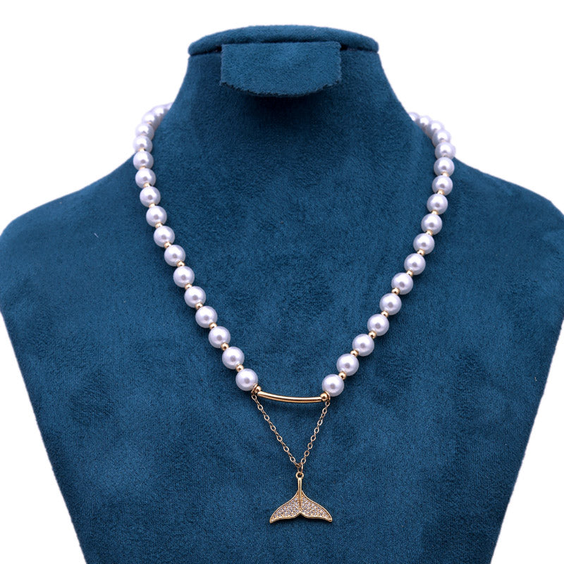 Sansi Mayo Fish Tale Pearl Necklace