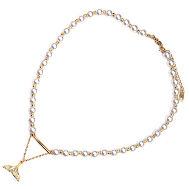 Sansi Mayo Fish Tale Pearl Necklace