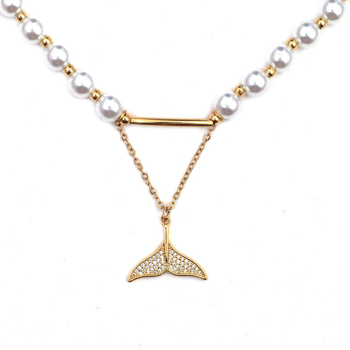 Sansi Mayo Fish Tale Pearl Necklace