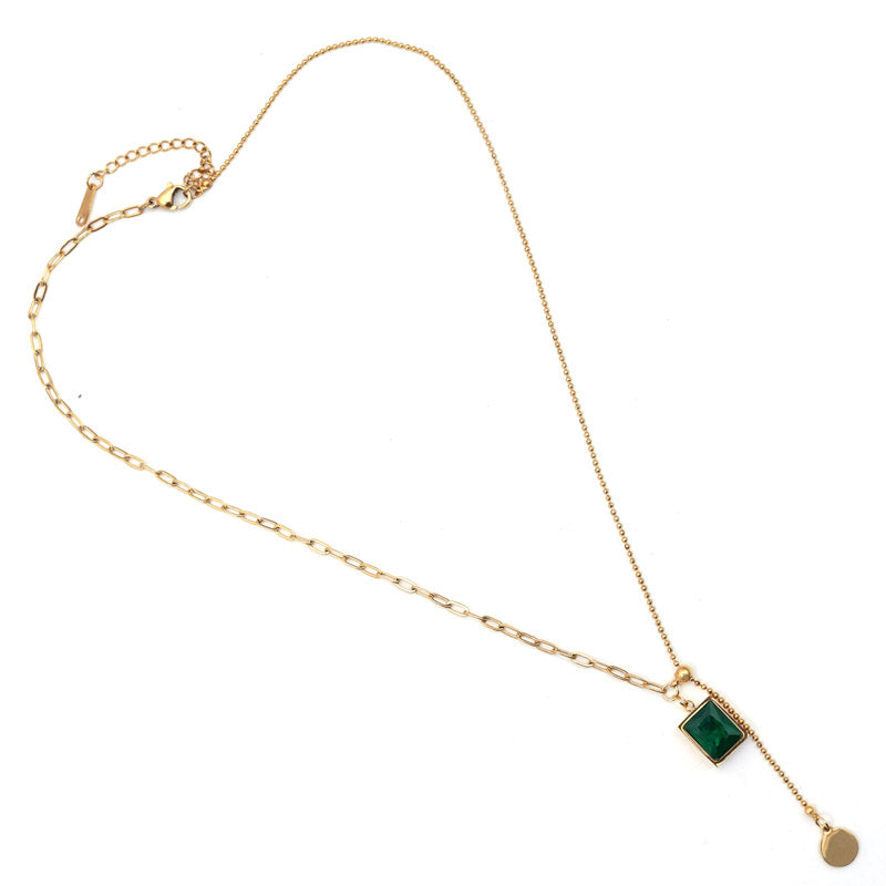 Sansi Mayo Emerald Lariat Necklace