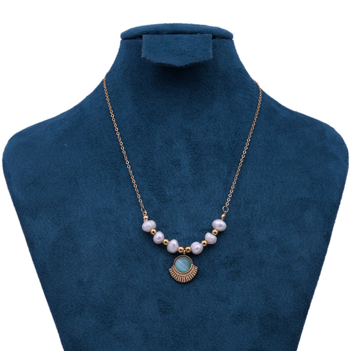 SANSI MAYO Elegance Pearl & Chrysoberyl Gold-Plated Necklace