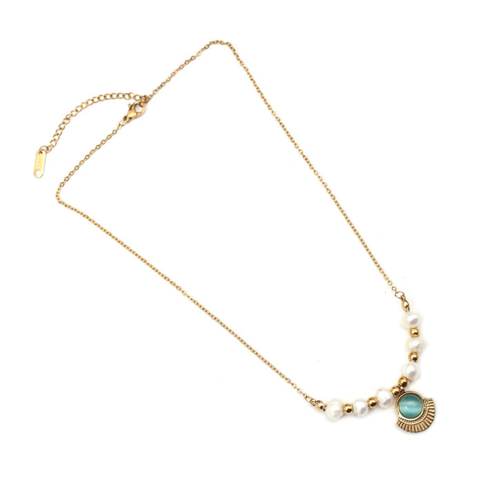 SANSI MAYO Elegance Pearl & Chrysoberyl Gold-Plated Necklace