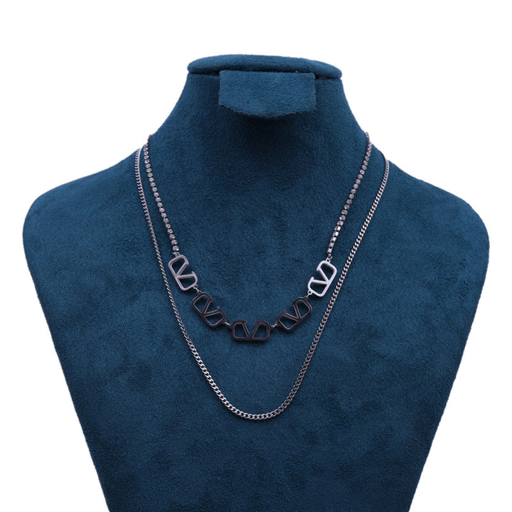 Sansi Mayo Dual Charm Silver Necklace