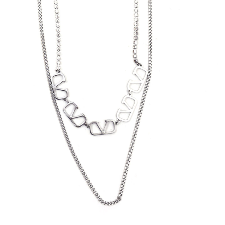 Sansi Mayo Dual Charm Silver Necklace