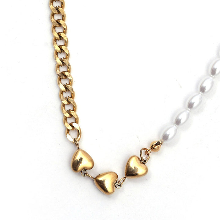 Sansi Mayo Dual Chain 3 Heart Necklace