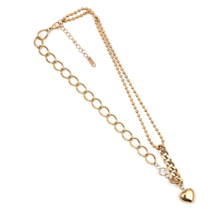 Sansi Mayo Dual Chain Heart Necklace