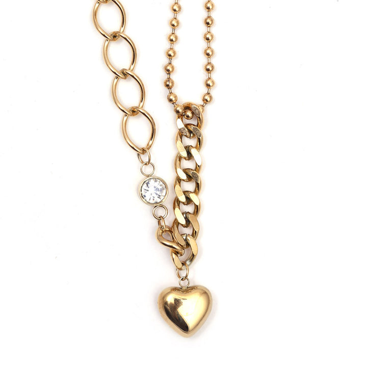 Sansi Mayo Dual Chain Heart Necklace