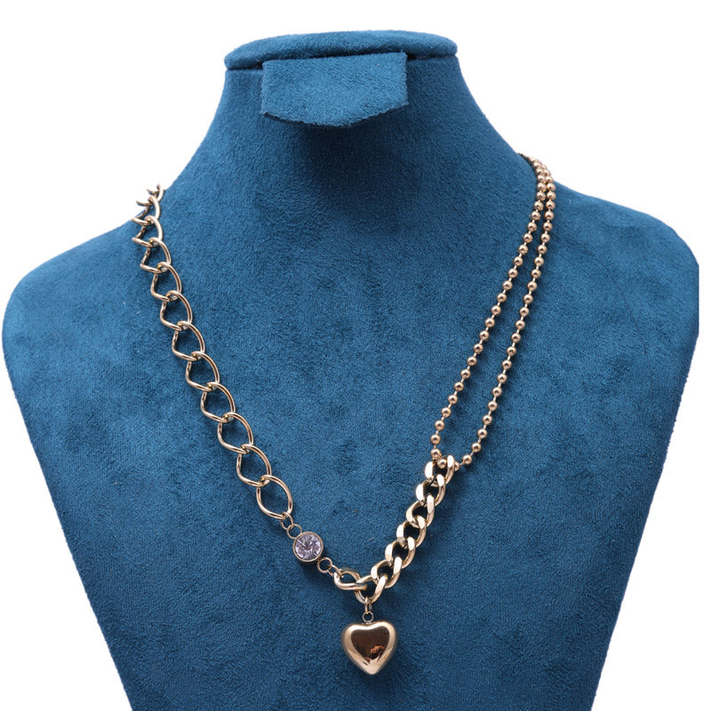 Sansi Mayo Dual Chain Heart Necklace