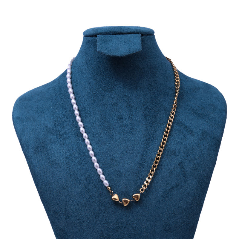 Sansi Mayo Dual Chain 3 Heart Necklace