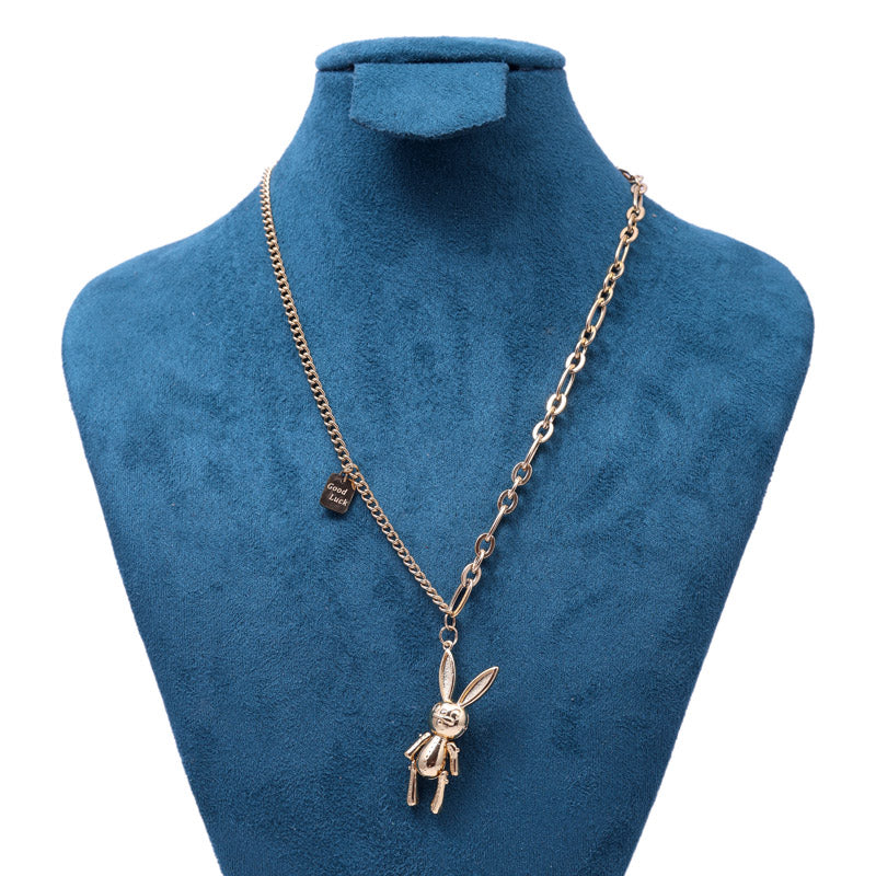 SANSI MAYO Gold-Plated Rabbit Pendant Double Chain Necklace