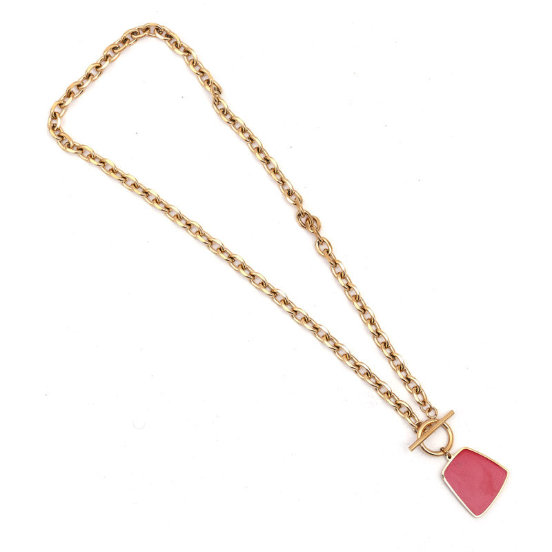 Sansi Mayo Pink Pearl Square Chain