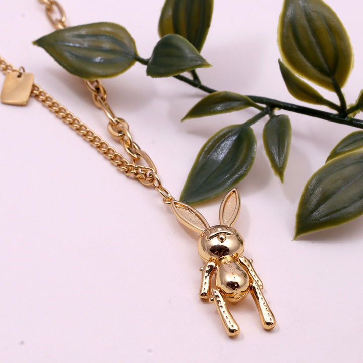 SANSI MAYO Gold-Plated Rabbit Pendant Double Chain Necklace