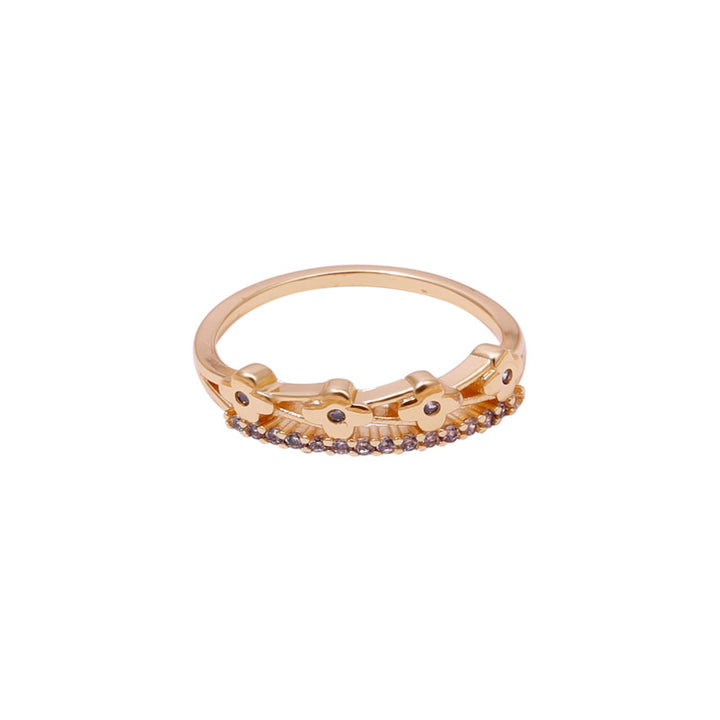 Sansi Mayo Purple Diamond Gold Bangle & Ring Set