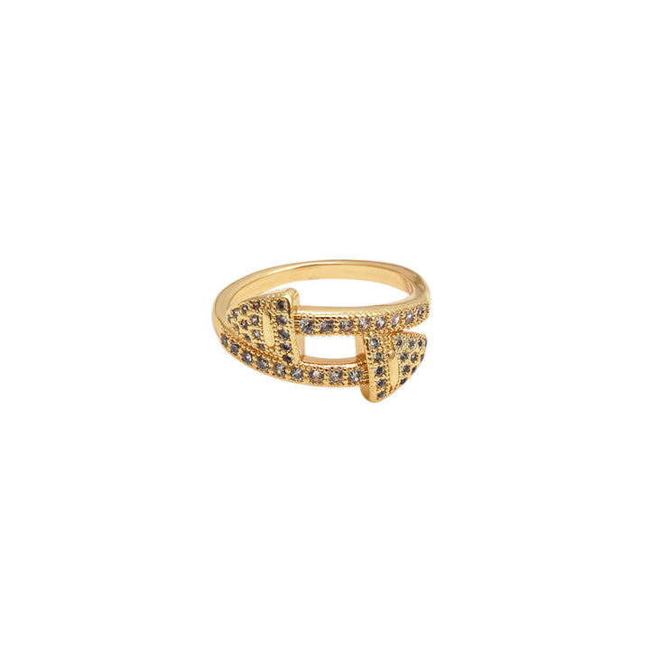 Sansi Mayo White Diamond Gold Bangle & Ring Set