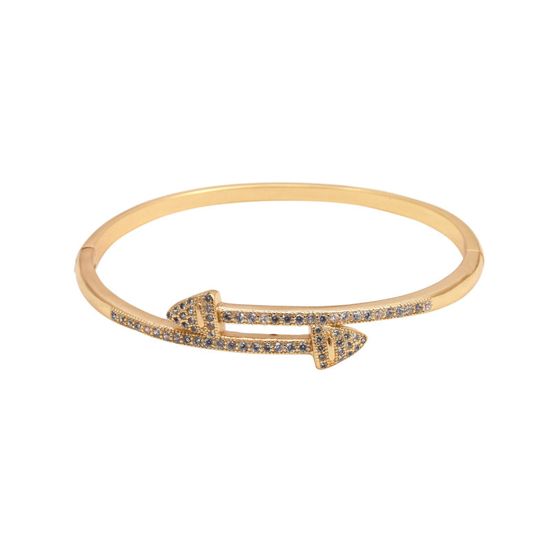 Sansi Mayo White Diamond Gold Bangle & Ring Set