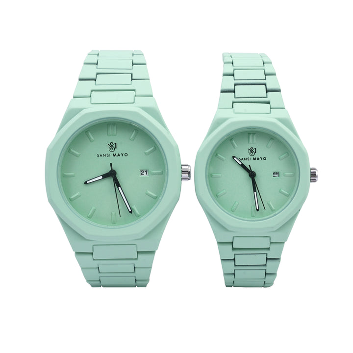 Sansi Mayo Couple Sea Green Elegance Wrist Watch Sets