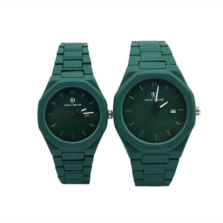 Sansi Mayo Couple Green Aura Wrist Watch Set