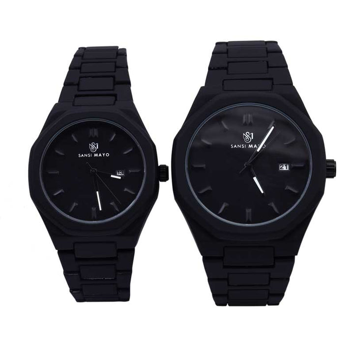 Sansi Mayo Couple Black Titan Wrist Watch Set