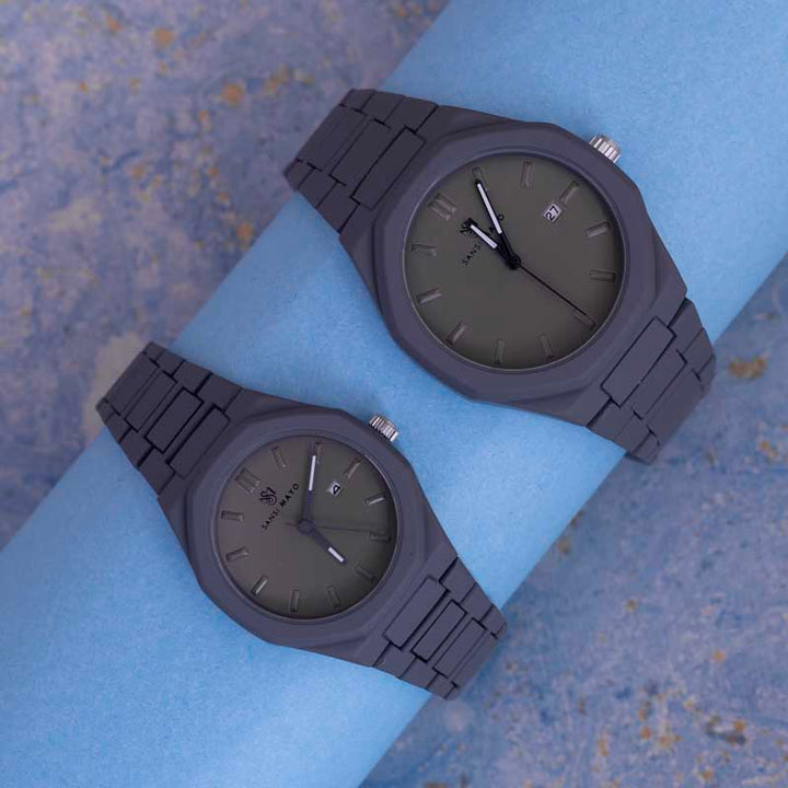 Sansi Mayo Couple Gray Horizon Wrist Watch Set