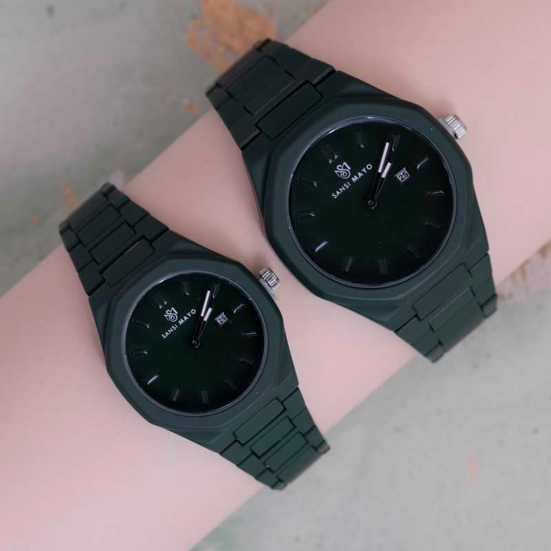 Sansi Mayo Couple Green Aura Wrist Watch Set