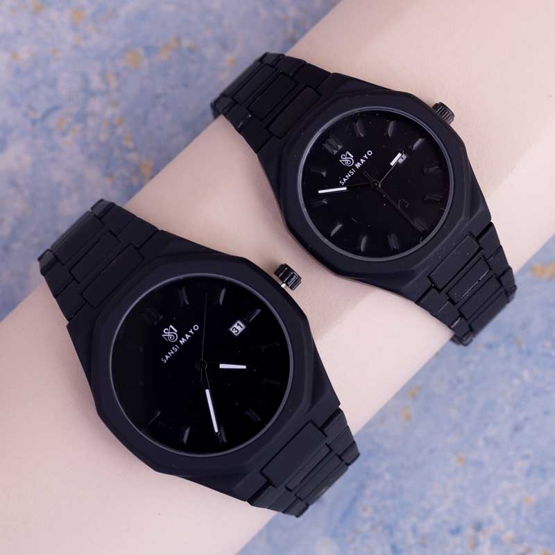 Sansi Mayo Couple Black Titan Wrist Watch Set