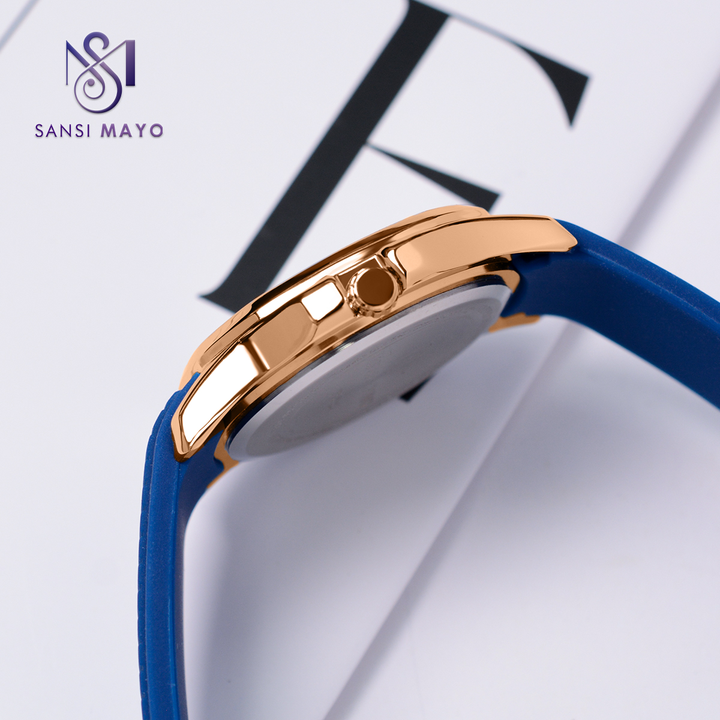 Sansi Mayo Round Gold Wrist Watch - Azure Blue