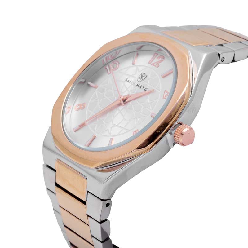 Sansi Mayo Two-Tone Rose Gold & White Elegance Wrist Watch