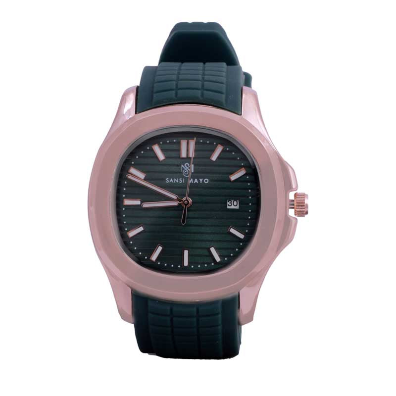 Sansi Mayo Round Rosegold Wrist Watch - Green Envy