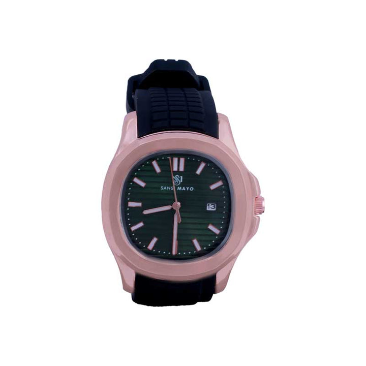 Sansi Mayo Round Rosegold Wrist Watch - Emerald Elegance