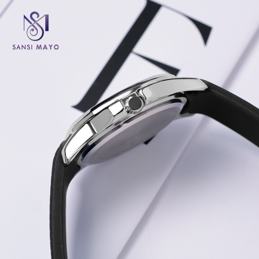 Sansi Mayo Round Silver Wrist Watch - Midnight White