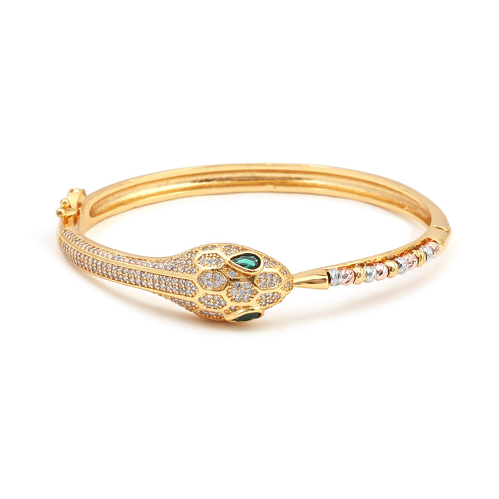 Sansi Mayo Golden Classic Green Stone Snack Bangles & Ring Set