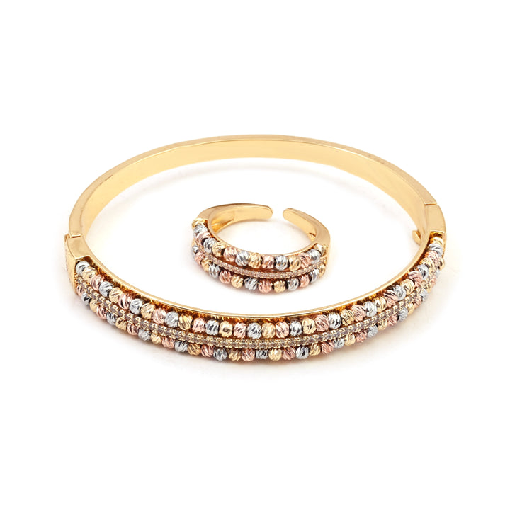 Sansi Mayo Glistening Golden Stone Bangles & Ring Set