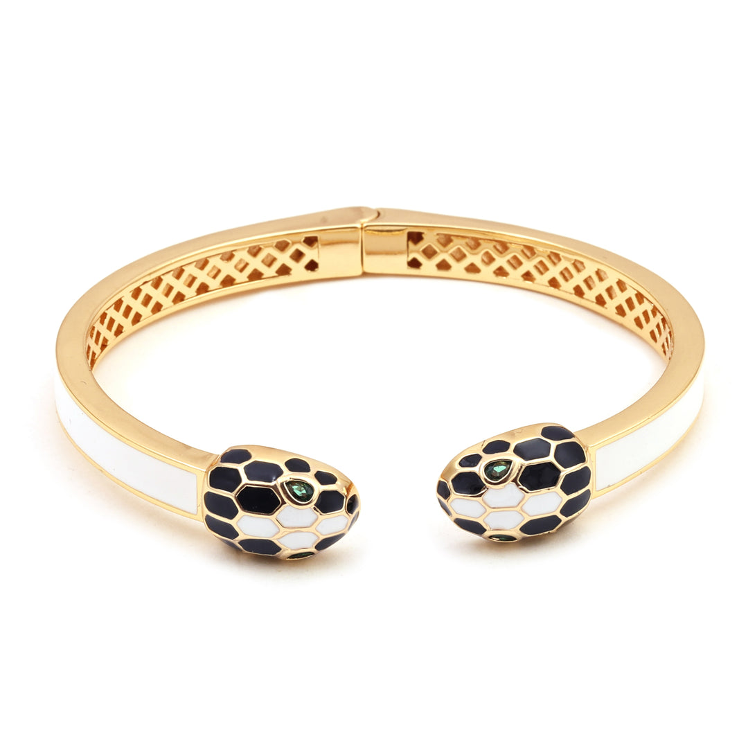 Sansi Mayo Classic White And Gold Snack Bangles & Ring Set