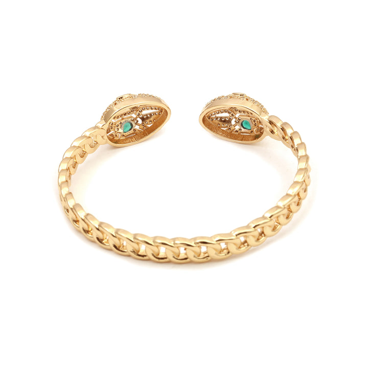 Sansi Mayo Green Stone Radiant Golden Bangles & Ring Set