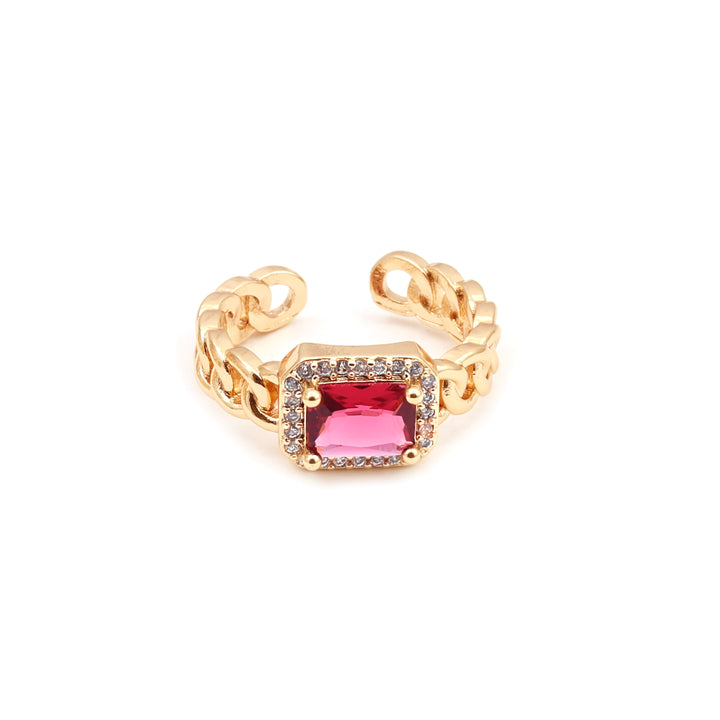 Sansi Mayo Pink Stone Radiant Golden Bangles & Ring Set