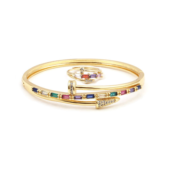 Sansi Mayo Shining Gold & Stone Radiance Bangles & Ring Set