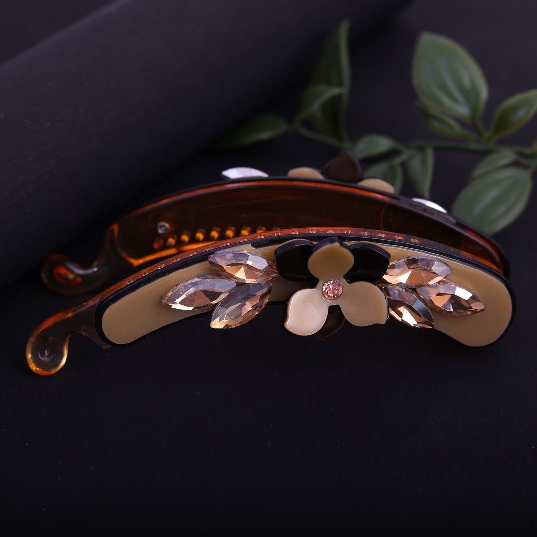 Sansi Mayo Brown Floral Elegance Hair Clutcher