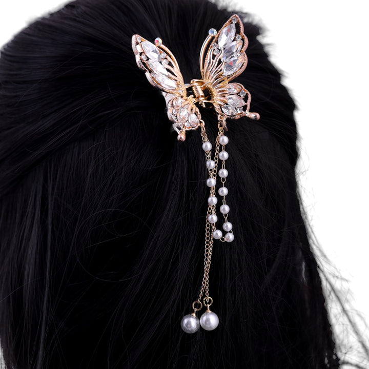 Sansi Mayo Radiant Golden Butterfly Hair Clutcher with Dazzling Stones