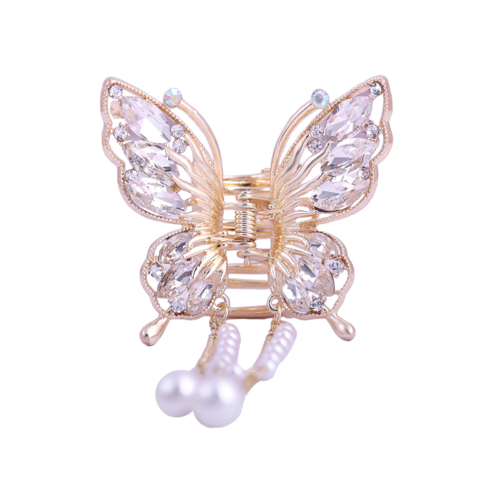 Sansi Mayo Radiant Golden Butterfly Hair Clutcher with Dazzling Stones