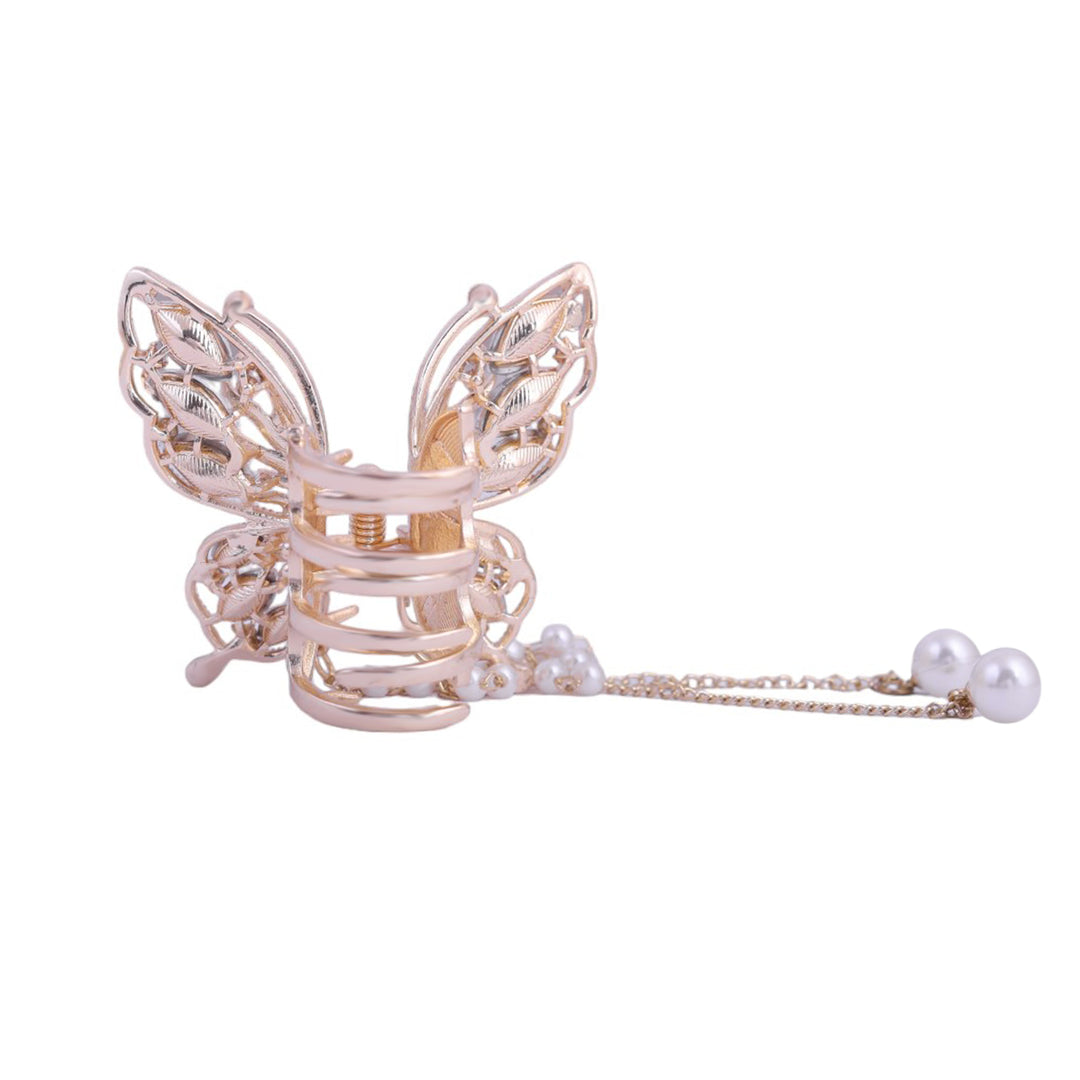 Sansi Mayo Radiant Golden Butterfly Hair Clutcher with Dazzling Stones