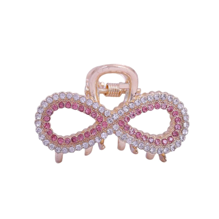 Sansi Mayo Elegant Golden Clutcher with Pink Stone Accent