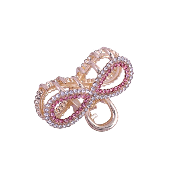 Sansi Mayo Elegant Golden Clutcher with Pink Stone Accent